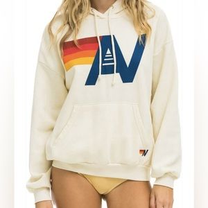 Aviator Nation Logo Pullover Hoodie in Vintage White